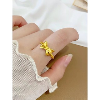 Vietnã areia ouro arco anel feminino simulação ouro 999 correndo princesa nicho Design borboleta dedo indicador jóias
