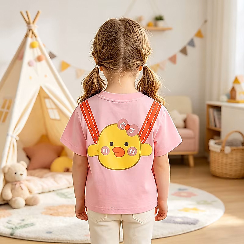 Bonito Animal Impressão Crianças Camiseta De Algodão Macio Manga Curta Para Criança Meninos Meninas Urso Frango Elefante