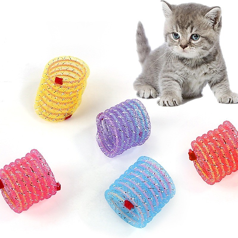 Novo Animal De Estimação Gato Brinquedos Colorido Interação Primavera Mangueira Brinquedo